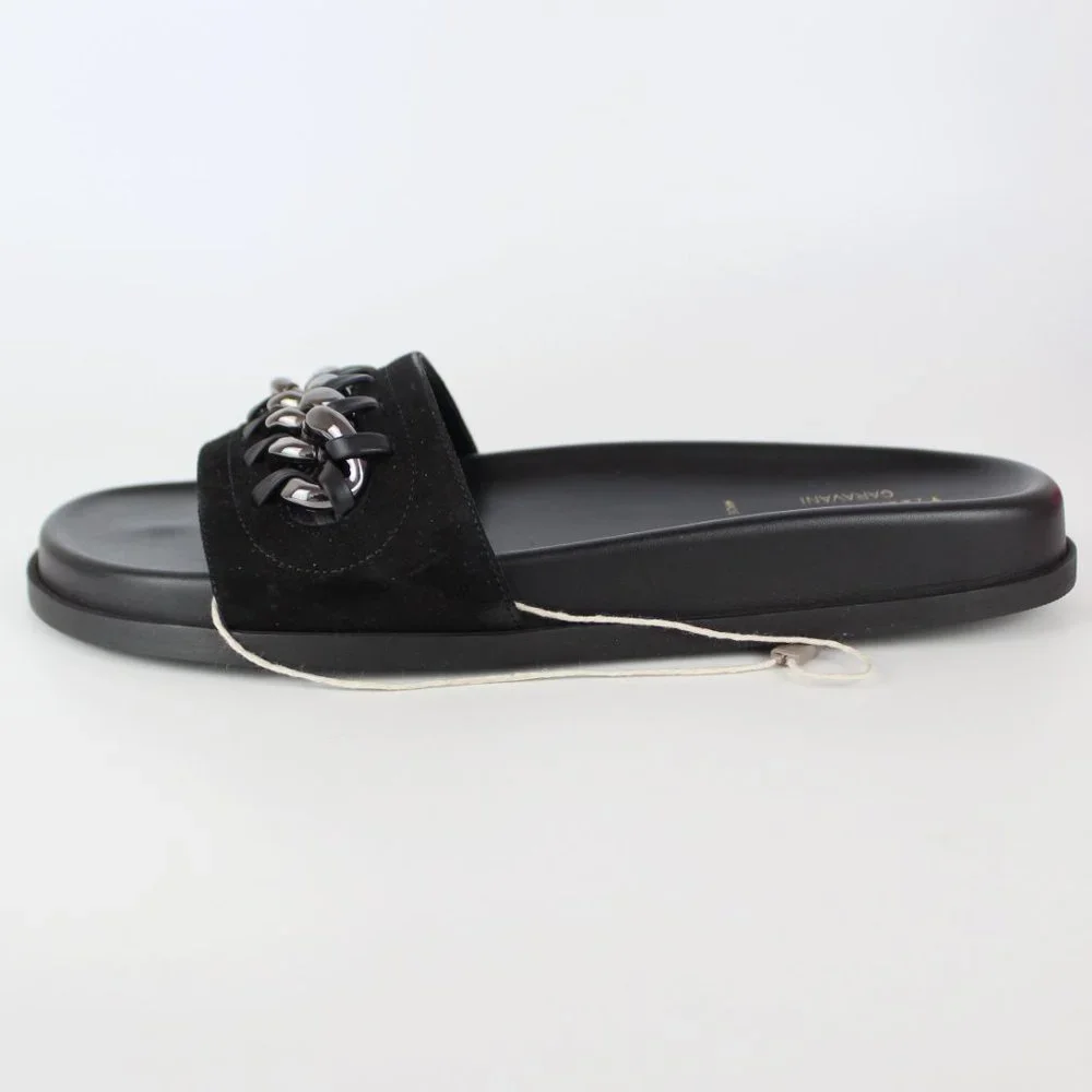 NEW VALENTINO GARAVANI Chain Slide Sandal, Black, EU 38.5 - Picture 7 of 16